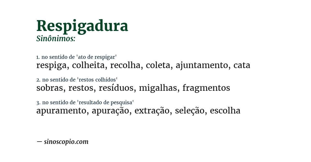 Sinônimo de respigadura