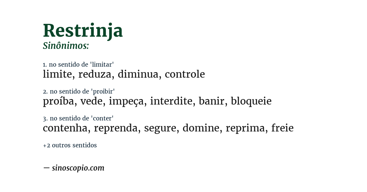 Sinônimo de restrinja
