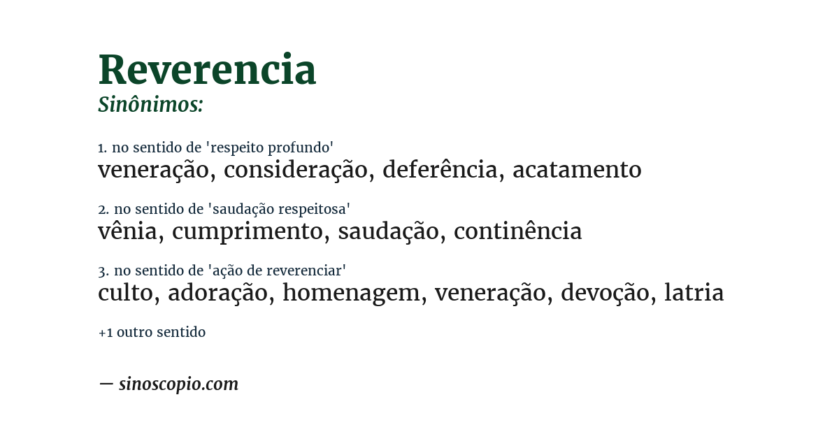 Sinônimo de reverencia