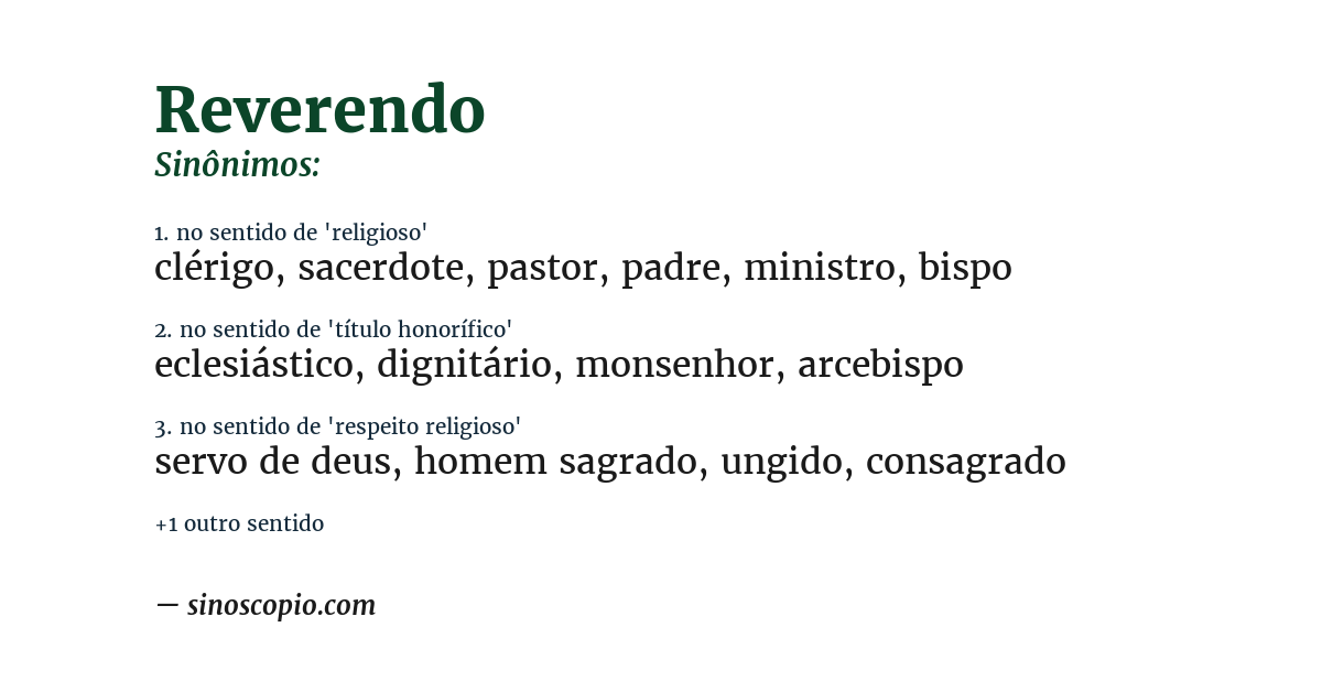 Sinônimo de reverendo