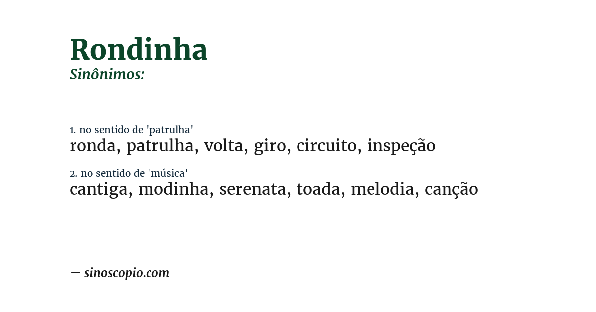 Sinônimo de rondinha