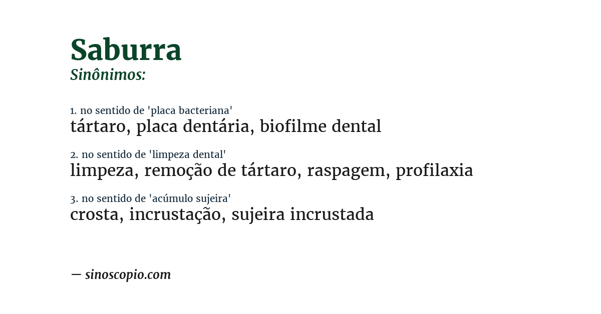 Sinônimo de saburra