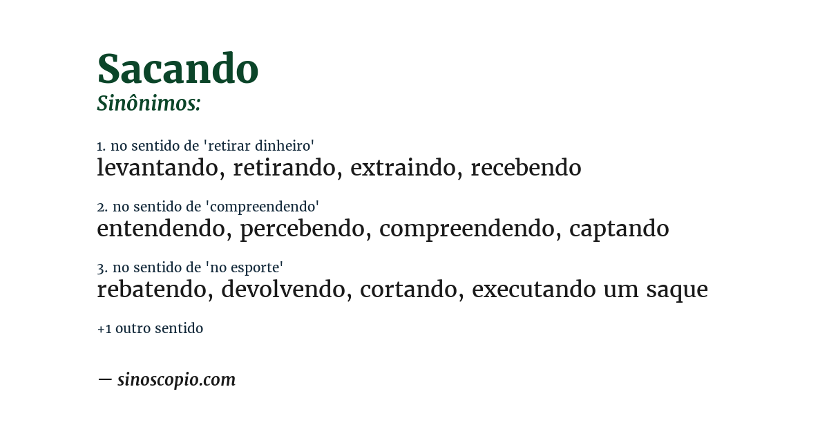 Sinônimo de sacando
