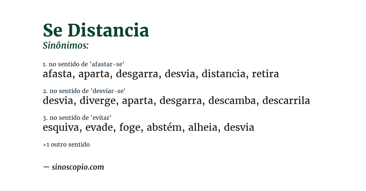 Sinônimo de se distancia