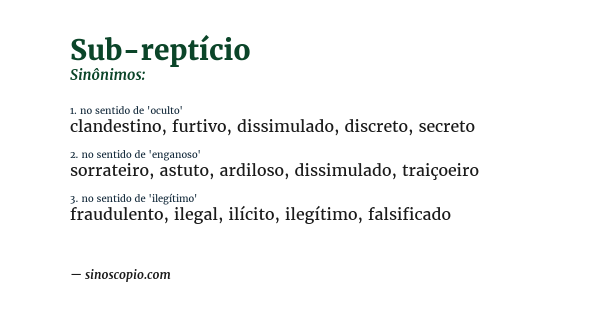 Sinônimo de sub-reptício