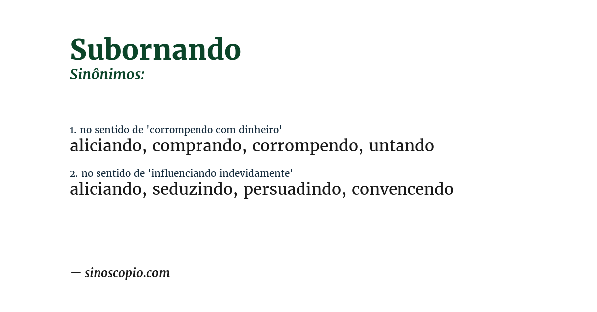 Sinônimo de subornando