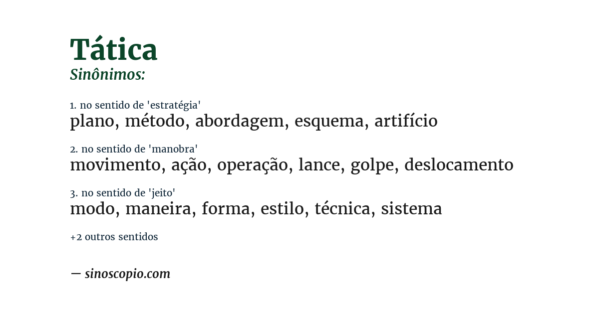 Sinônimo de tática