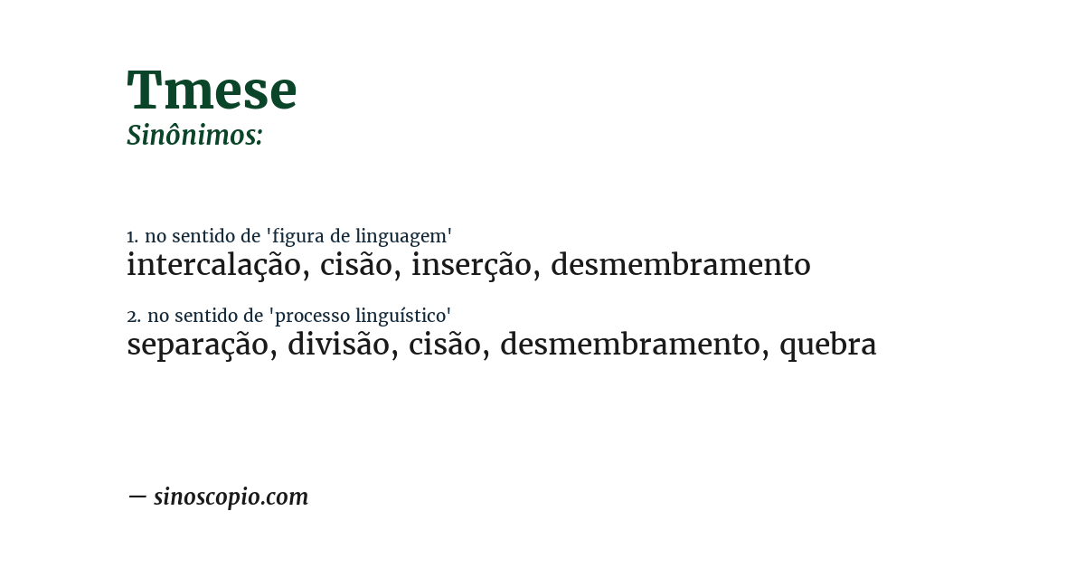 Sinônimo de tmese