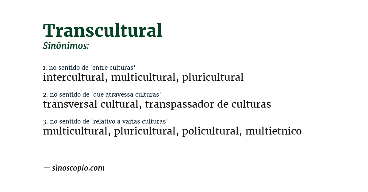 Sinônimo de transcultural