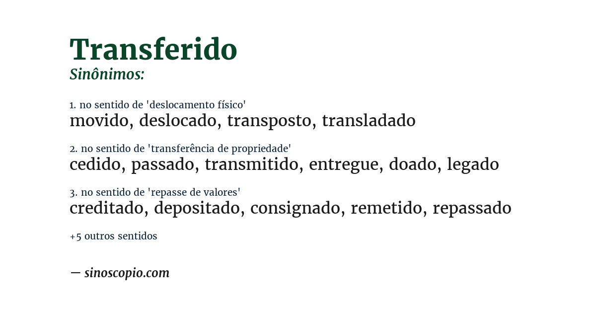 Sinônimo de transferido