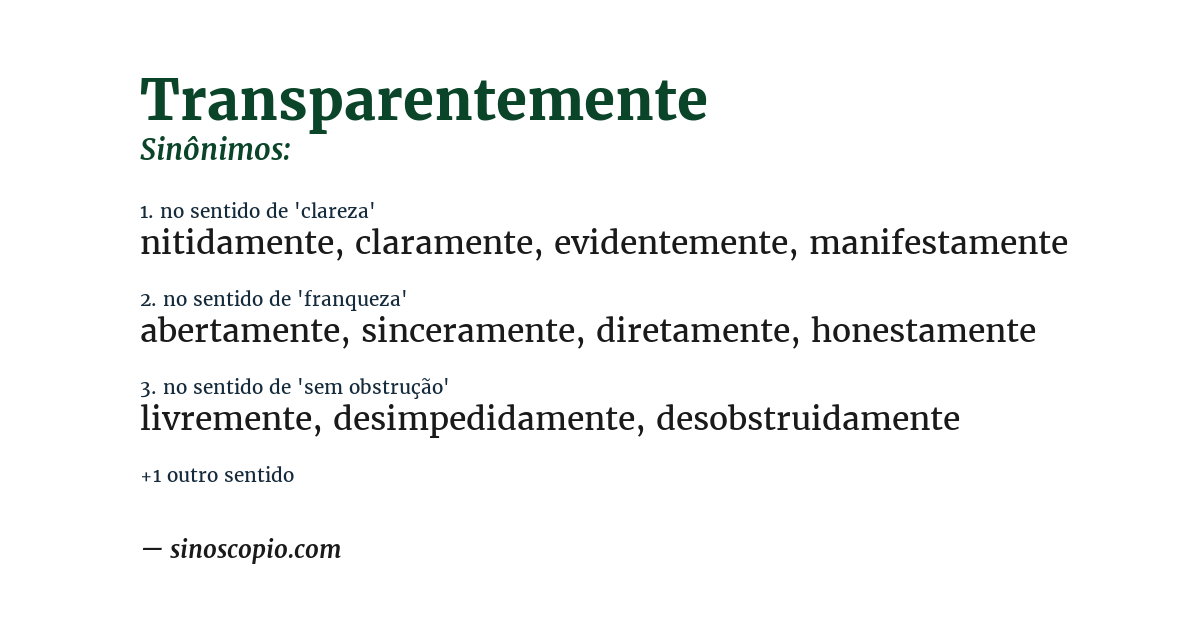 Sinônimo de transparentemente