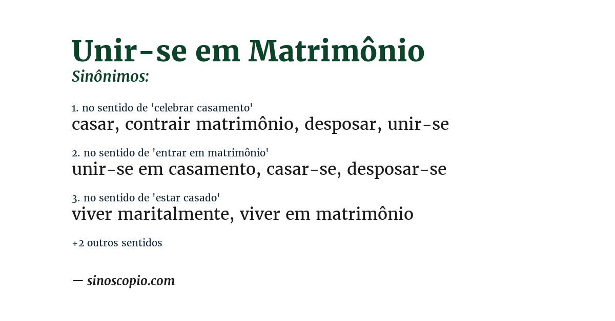 Sinônimo de unir-se em matrimônio