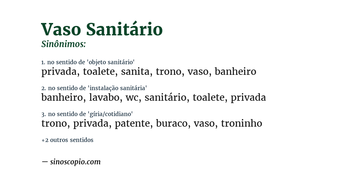 Sinônimo de vaso sanitário