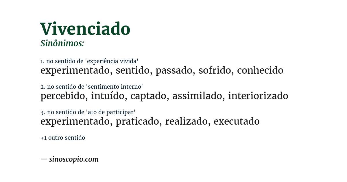 Sinônimo de vivenciado