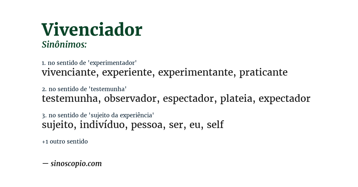 Sinônimo de vivenciador