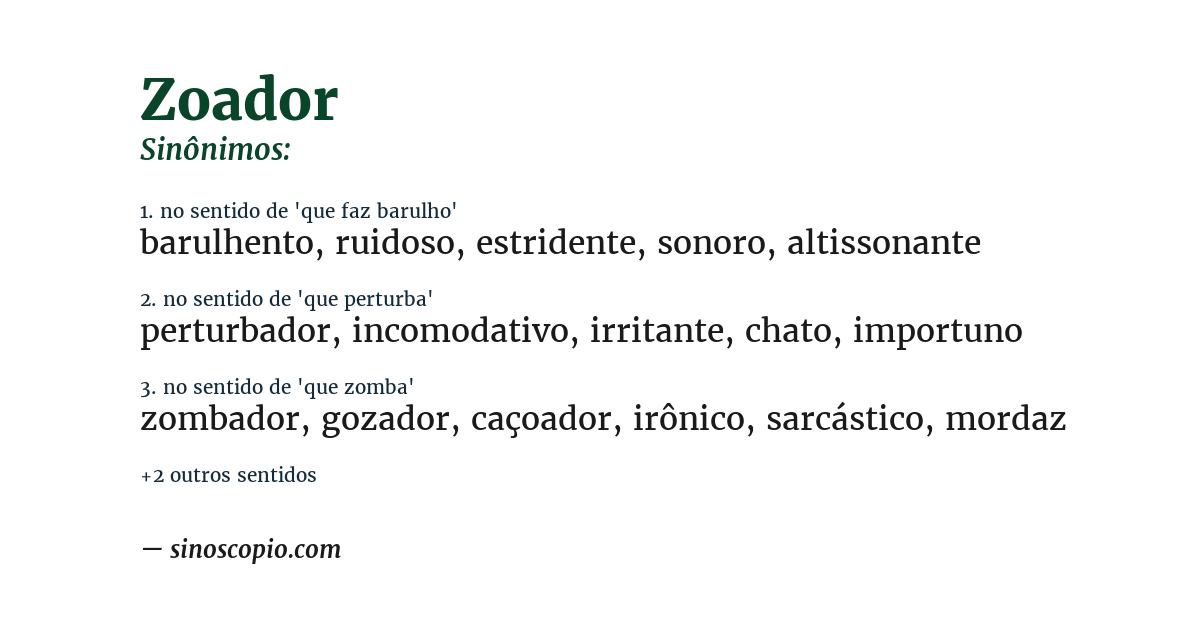 Sinônimo de zoador