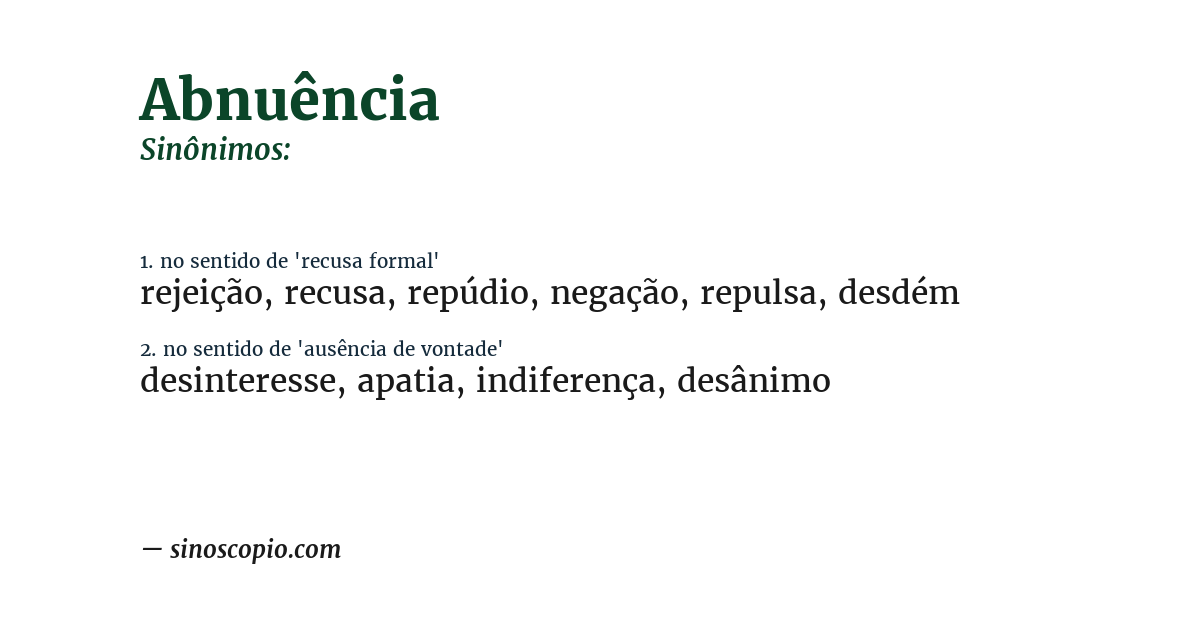 Sinônimo de abnuência