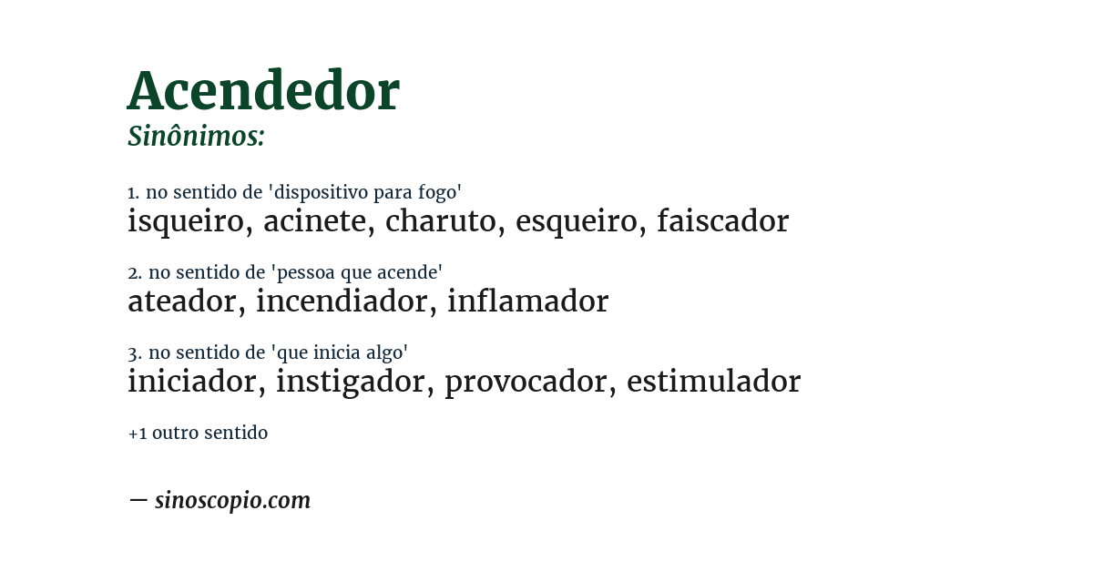 Sinônimo de acendedor