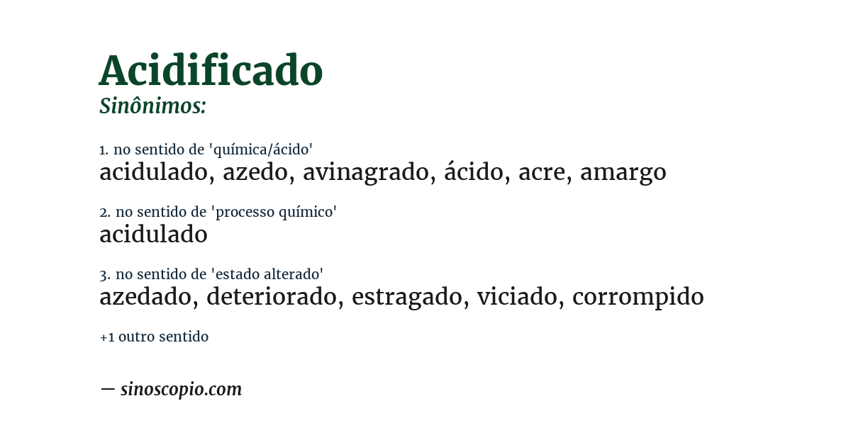 Sinônimo de acidificado