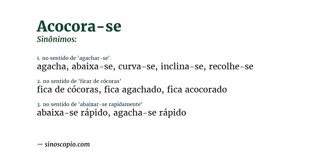 Sinônimo de acocora-se