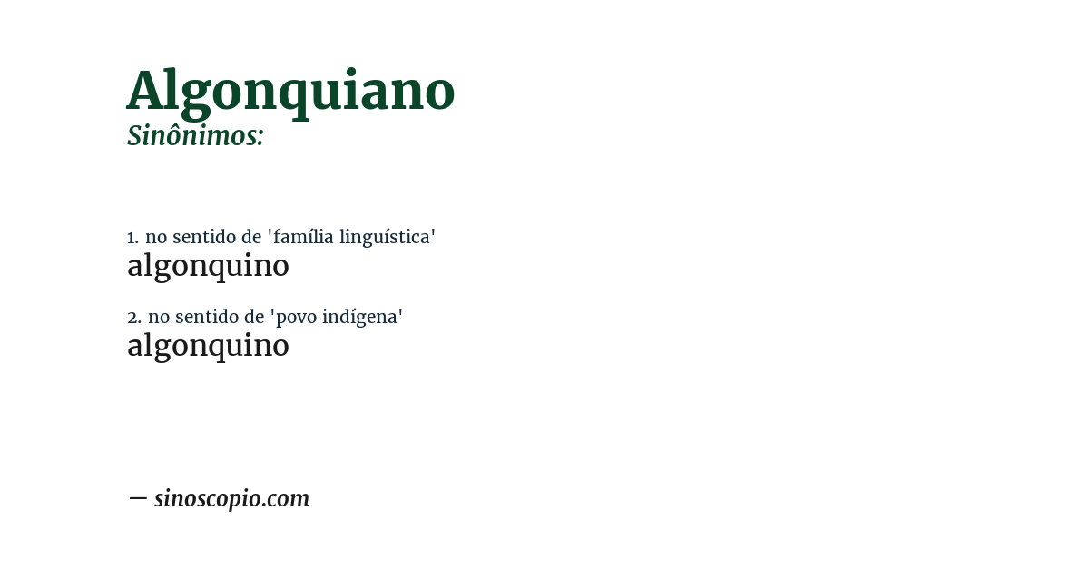 Sinônimo de algonquiano