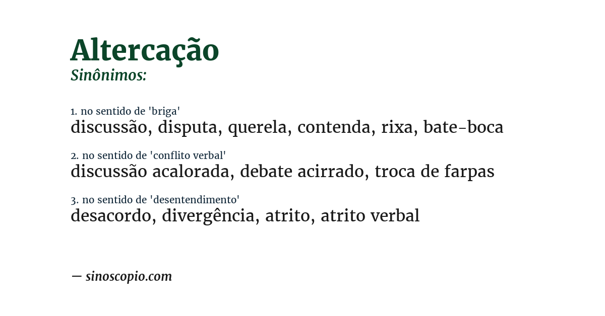 Sinônimo de altercação