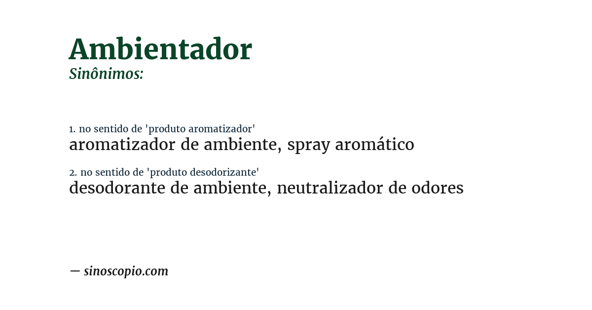 Sinônimo de ambientador