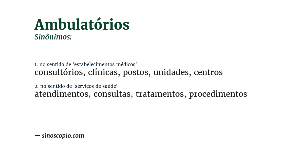 Sinônimo de ambulatórios