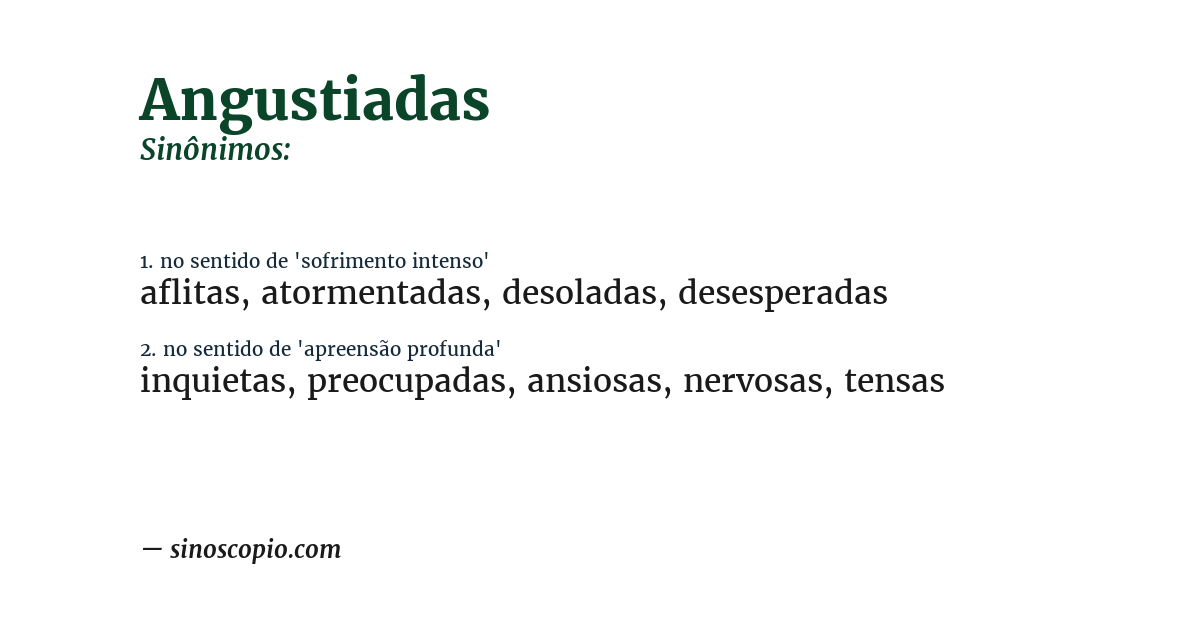 Sinônimo de angustiadas