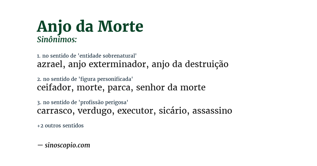 Sinônimo de anjo da morte