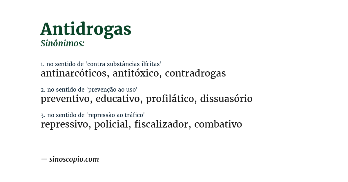 Sinônimo de antidrogas