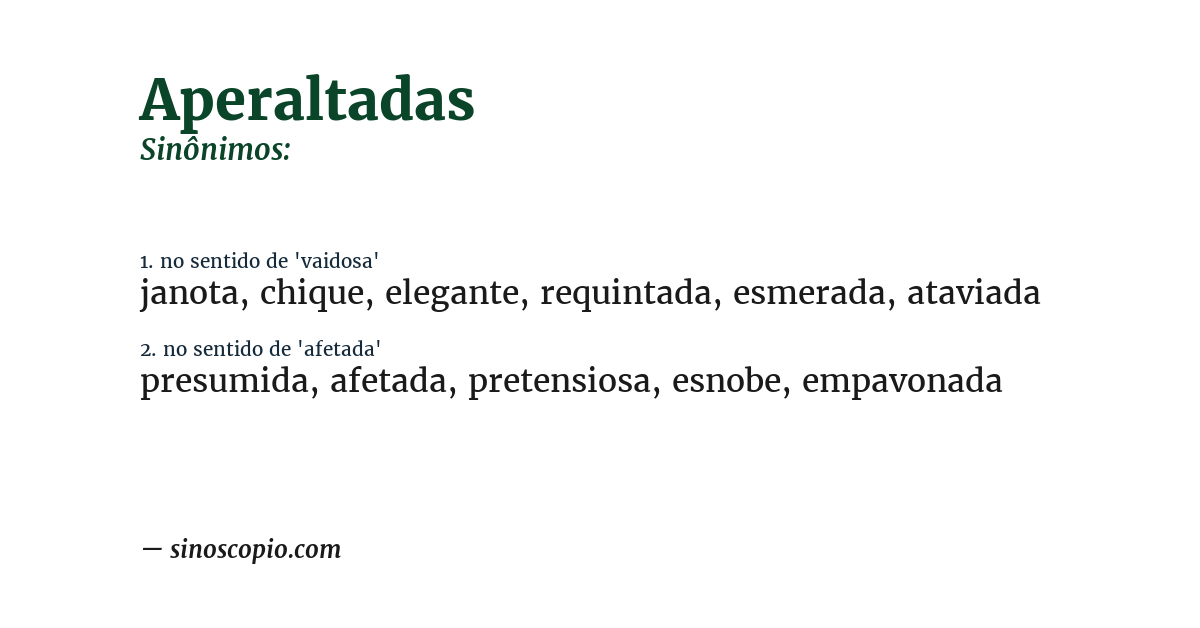 Sinônimo de aperaltadas