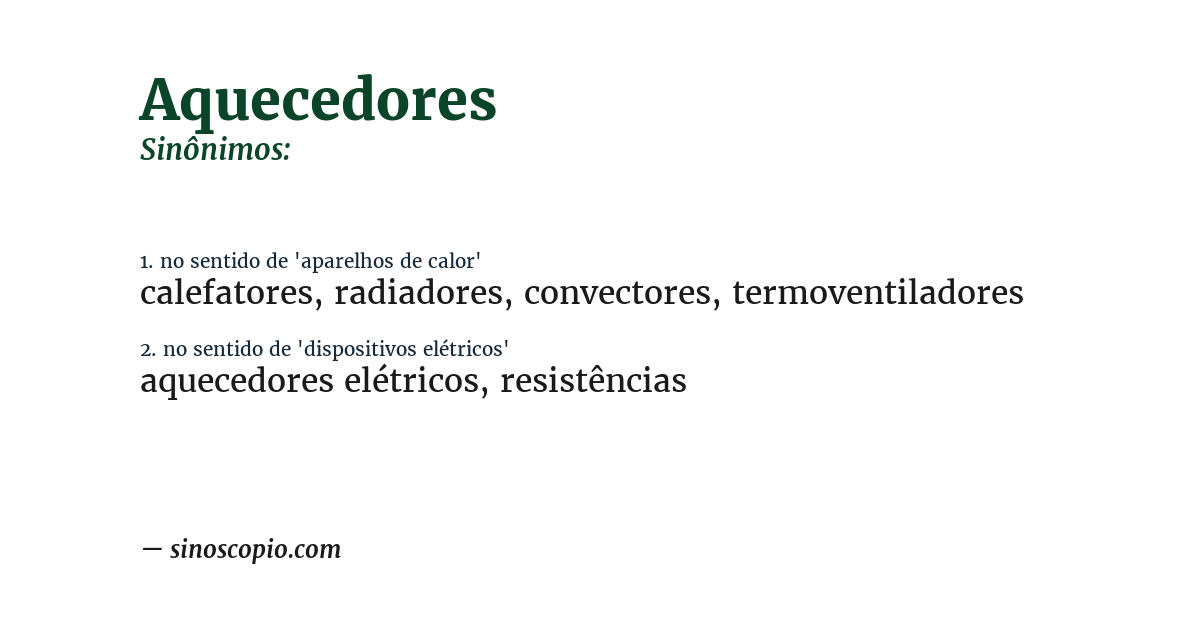 Sinônimo de aquecedores