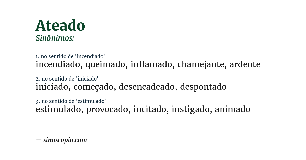 Sinônimo de ateado