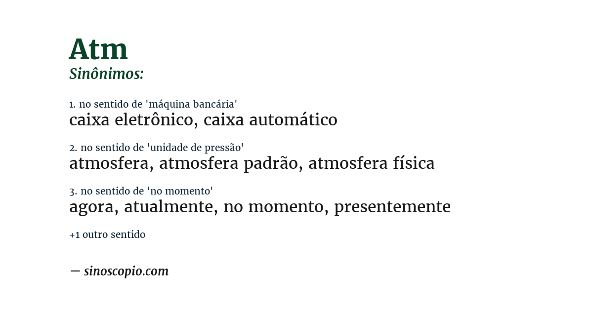 Sinônimo de atm