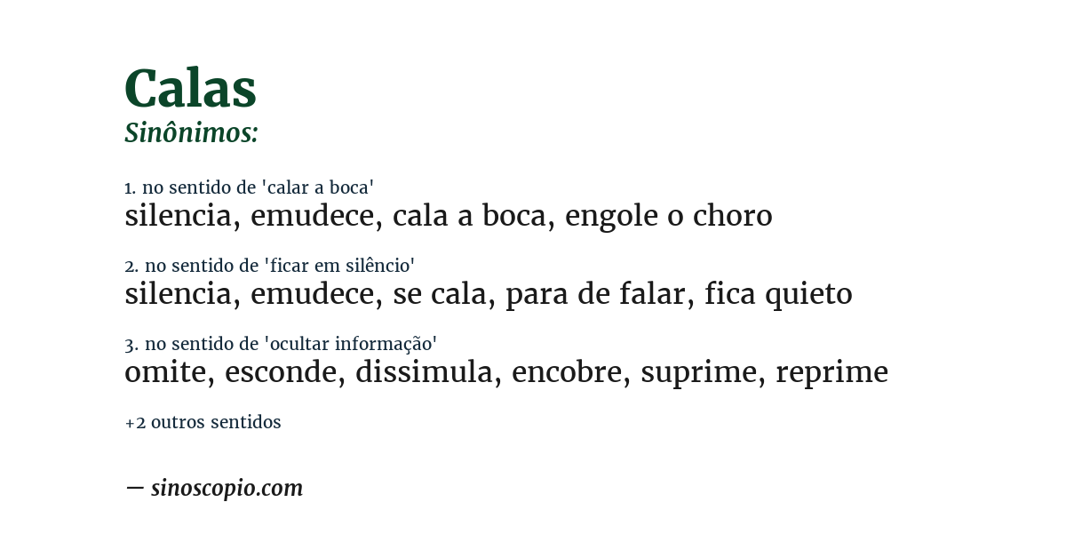 Sinônimo de calas