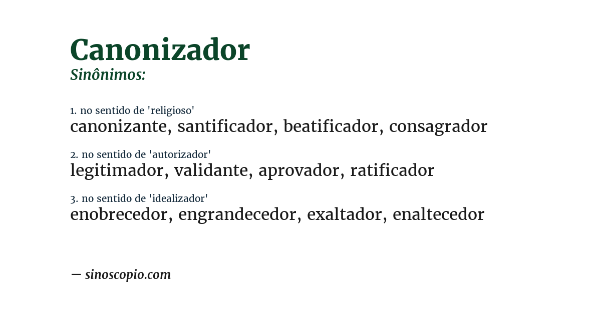 Sinônimo de canonizador