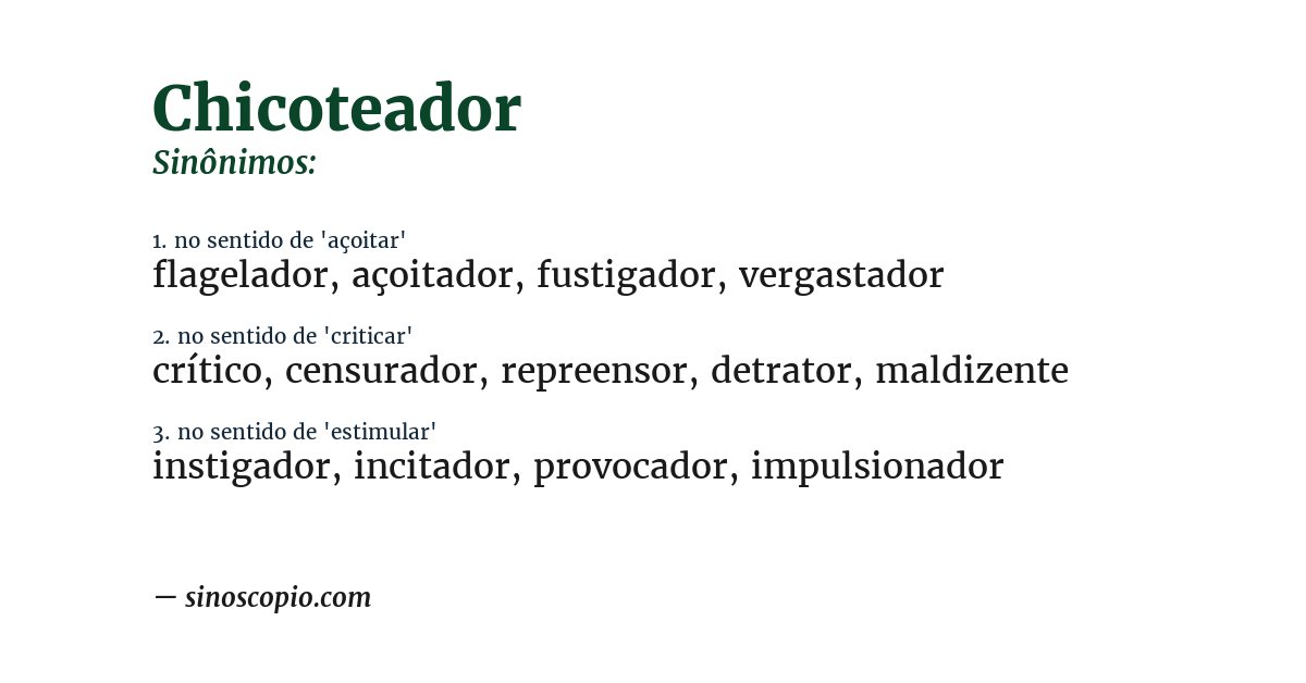 Sinônimo de chicoteador