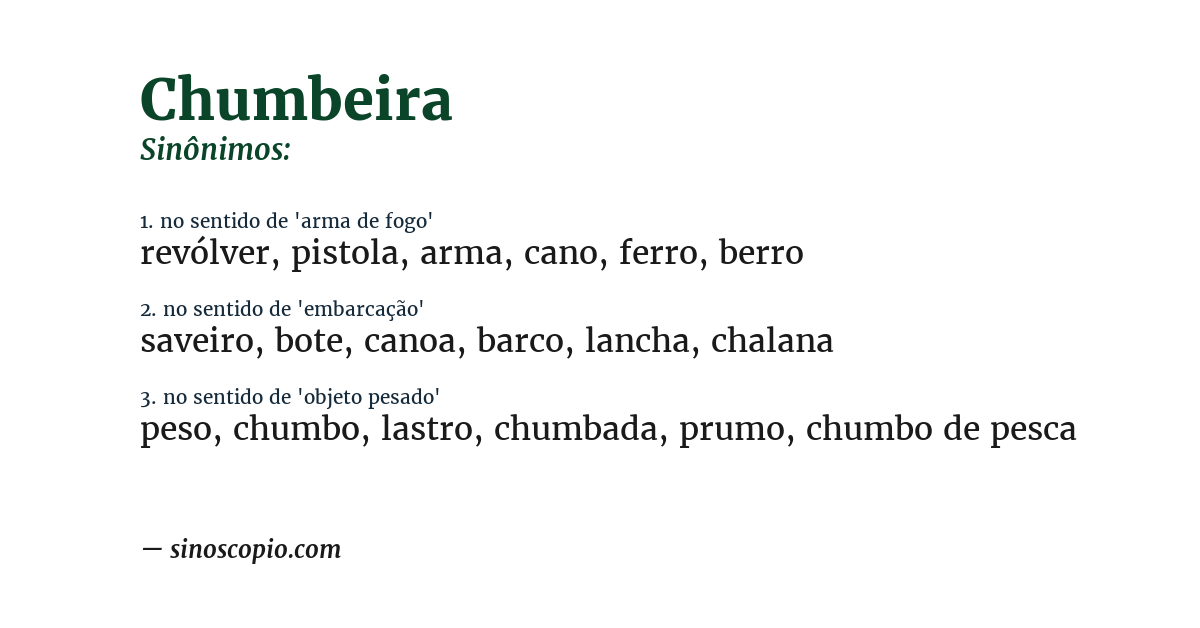 Sinônimo de chumbeira