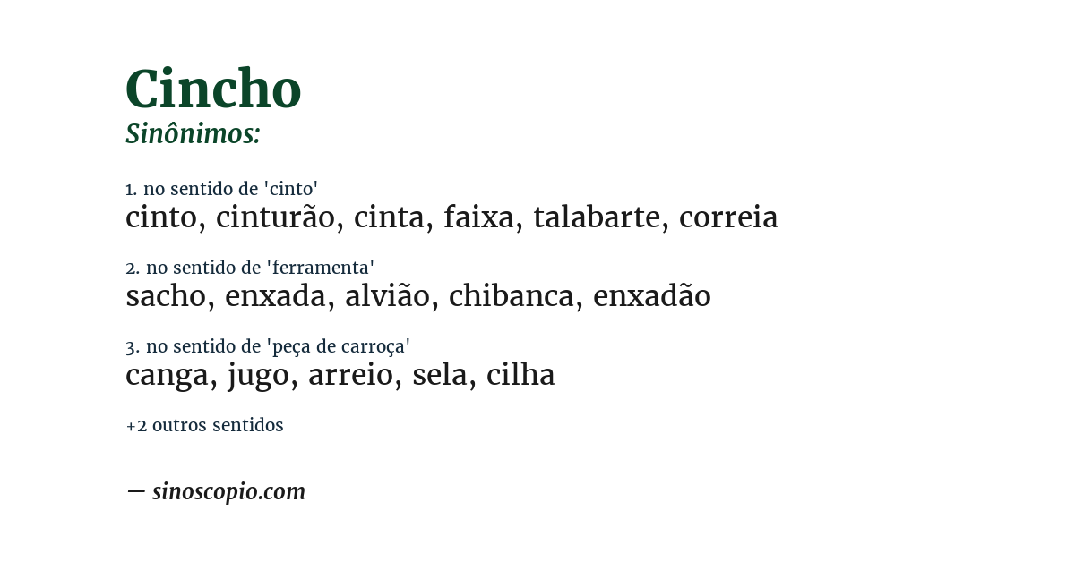 Sinônimo de cincho