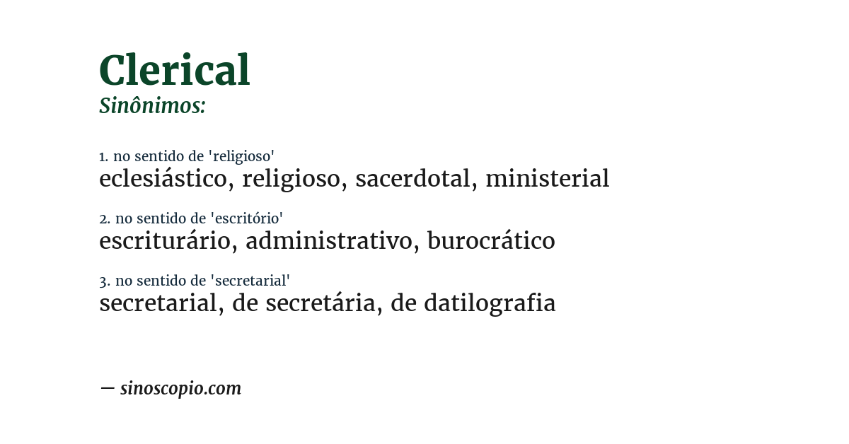 Sinônimo de clerical