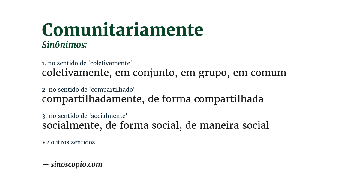 Sinônimo de comunitariamente
