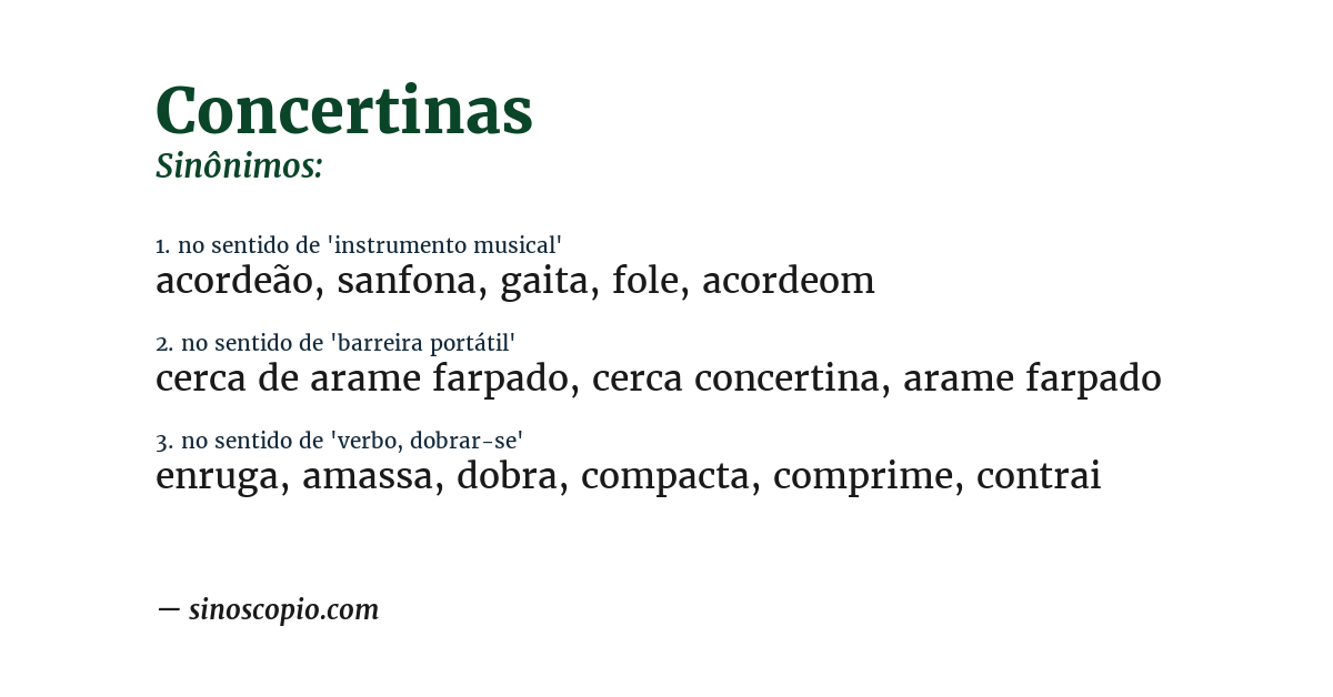 Sinônimo de concertinas