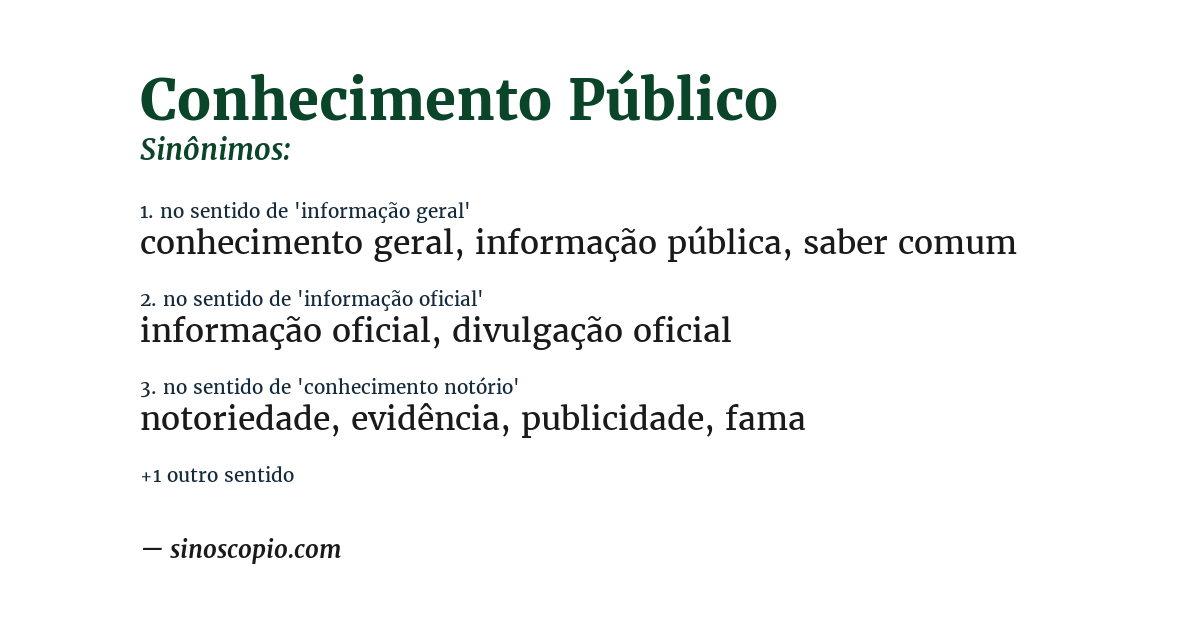 Sinônimo de conhecimento público