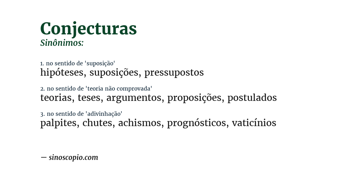 Sinônimo de conjecturas