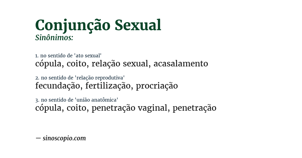 Sinônimo de conjunção sexual