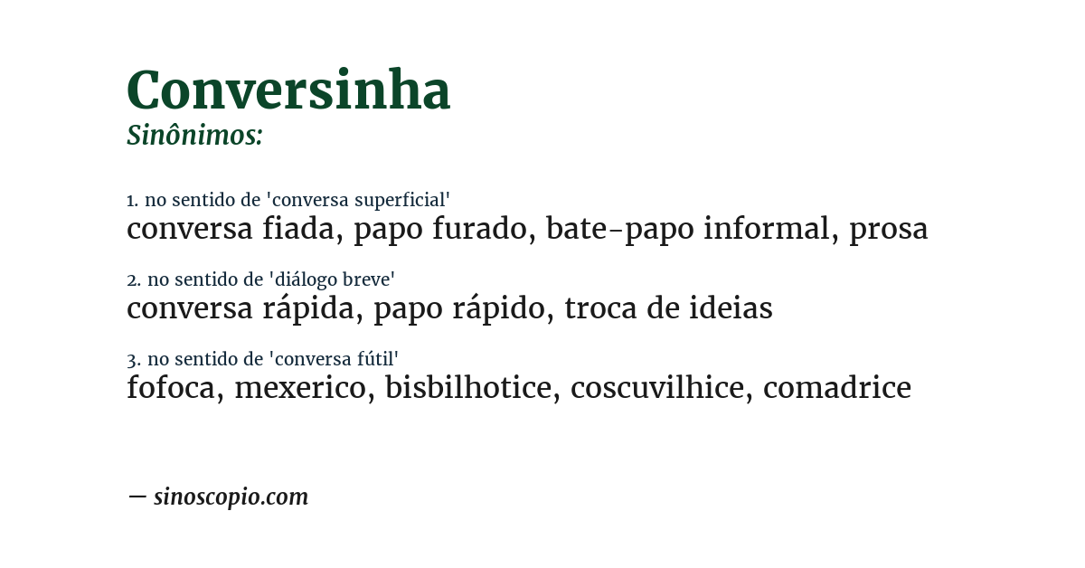 Sinônimo de conversinha