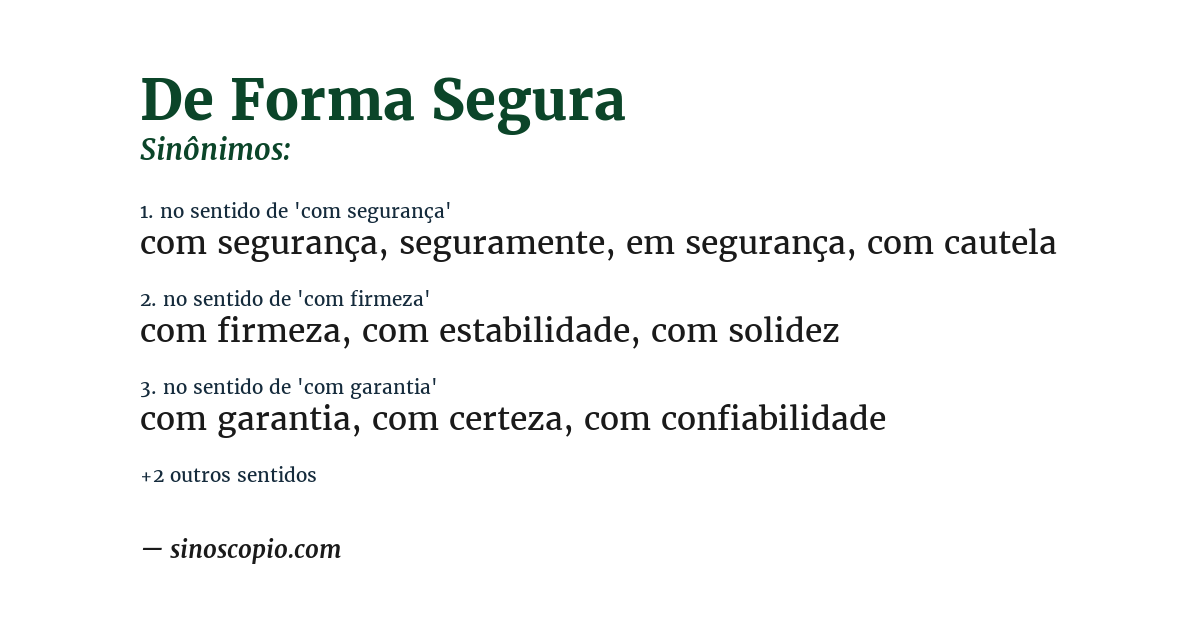 Sinônimo de de forma segura