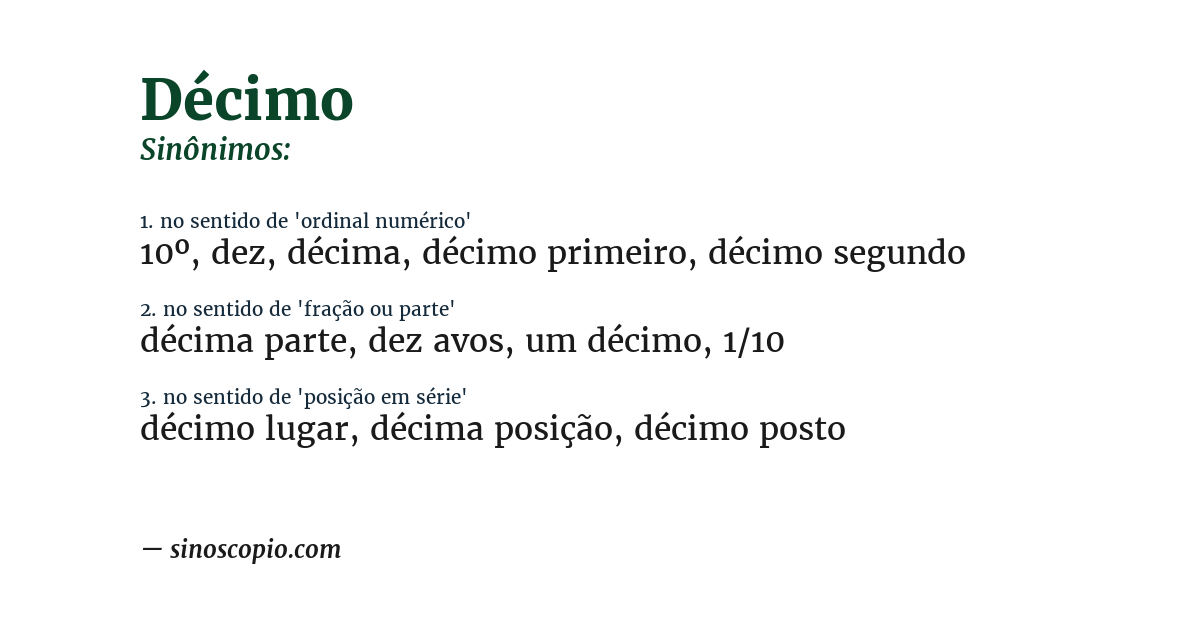 Sinônimo de décimo