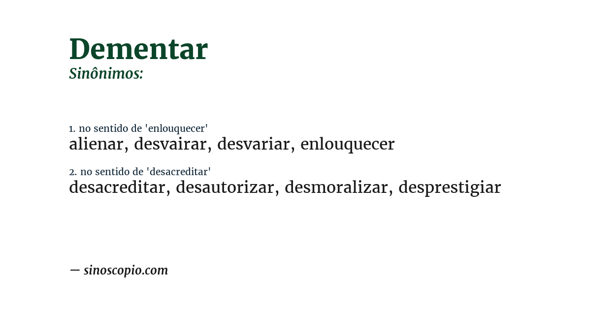 Sinônimo de dementar